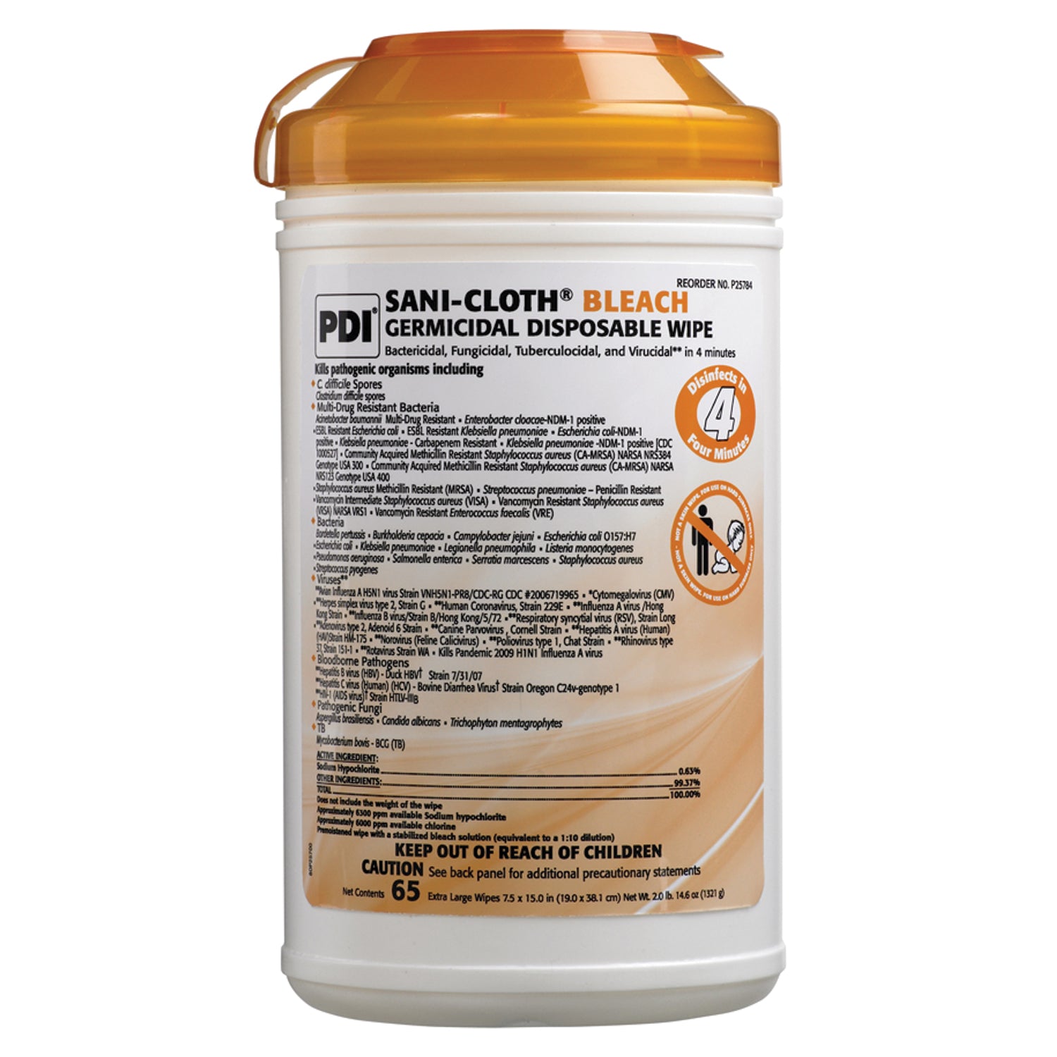 PDI Bleach Germicidal Disposable Wipes