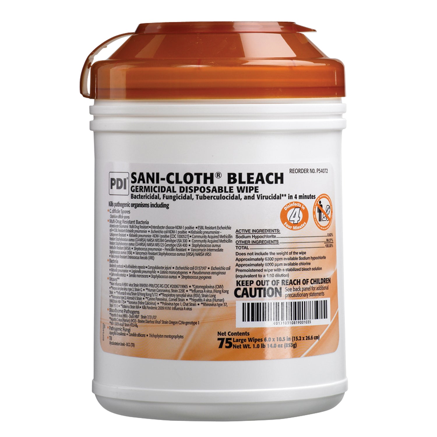 PDI Bleach Germicidal Disposable Wipes
