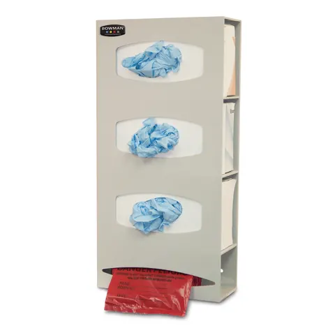 Bowman Dispensers/Marketlab-PS004-0212 ABS Triple Glove Box Dispenser with Single Bag Dispenser