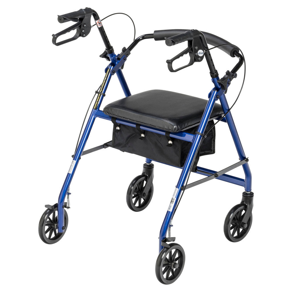 A2Z-RW100BLU Rollator Walker with Padded Seat & Backrest – Blue (1 EA)