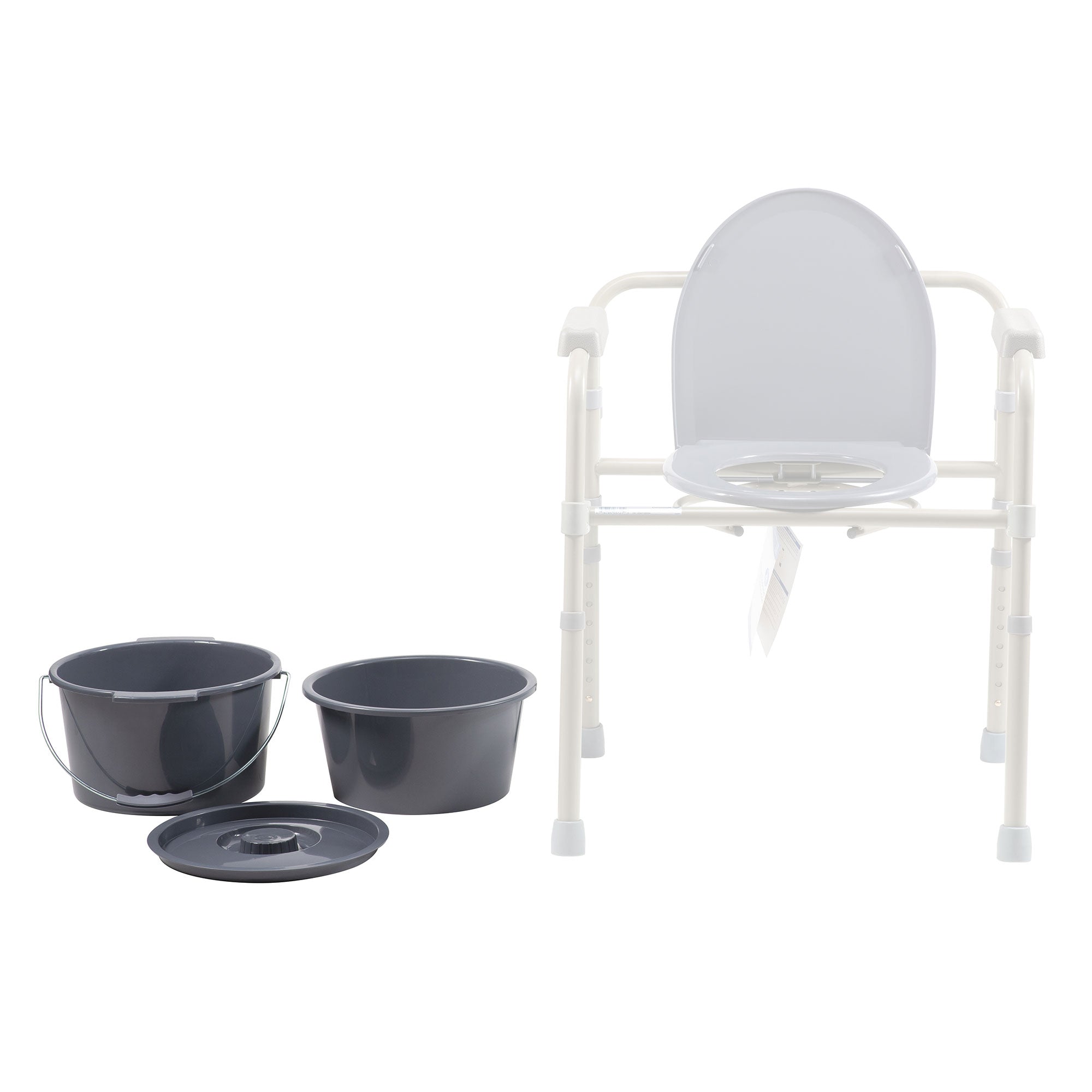 Dynarex-RPBC-03BU Folding Commode Bucket - Splash Guard and Lid, Blue, 1