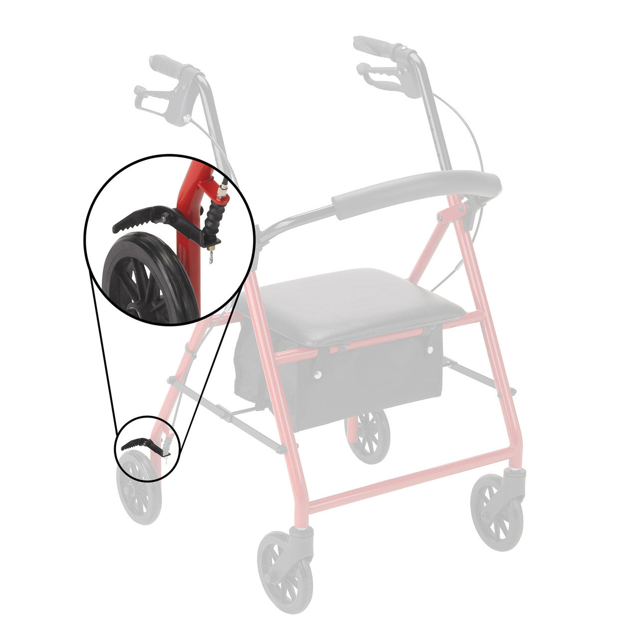 Dynarex-RPRL-02BP08 Duo Rollator Brake Pad System, 1 EA