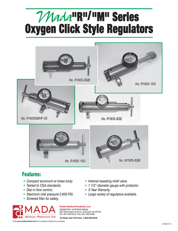 Mada Medical-R1835-8GE Oxygen Click Regulator (1 EA)