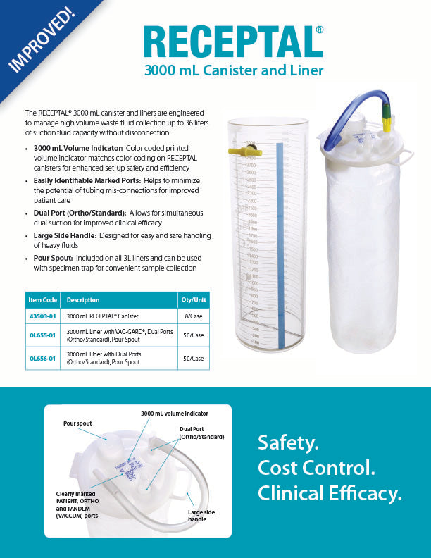 Amsino Receptal® Suction Canisters, Liners and Accessories