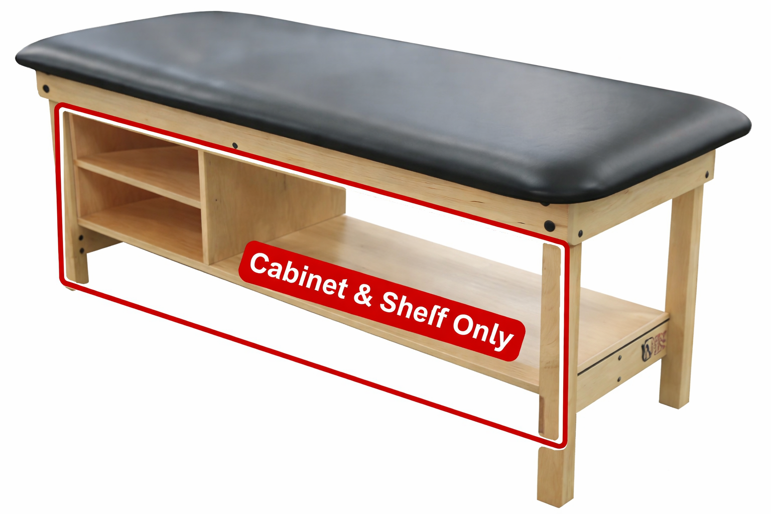 PHS Medical-EWT-Cabinet (An Option Accessory) Shelf and Cabinet for Essential Wood Treatment Tables – Lift Back & Flat Cushion Compatible