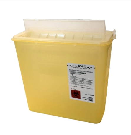 Plasti-Product-143020 Biohazard Waste Container Touchless Yellow Base 10.5 W X 4.75 D X 10.75 H Inch Horizontal Entry 1.25 Gallon