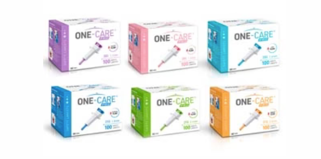MediVena-1011 One-Care Pro Safety Lancets, Top Button - Activated, 30Gx1.2mm, MicroFlow, Purple, 100/bx