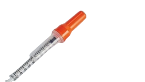 MediVena-2108 One-Care Insulin And Tuberculin Safety Syringes, 1mL, 27G x Â½â€™â€™, Gray, 100/bx