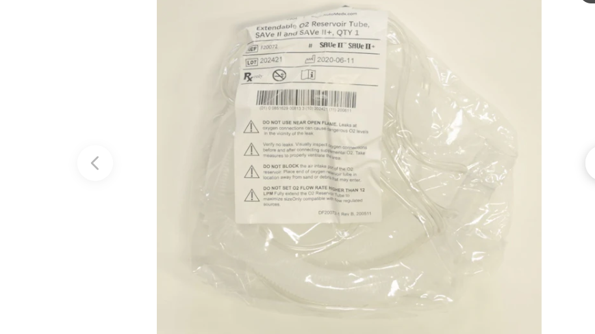 Safeguard Medical-F20072-10 Save II/Save II+ O2 Reservoir, Reusable (10/Box)