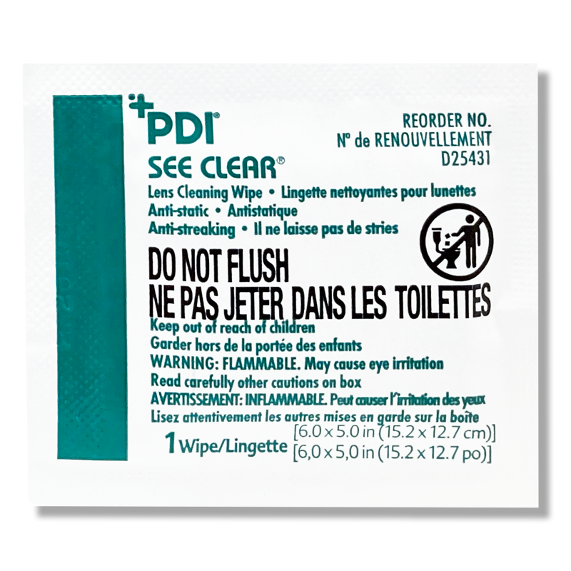PDI-D25431 See Clear® Eye Glass Cleaning Wipe, 6" x 5" (120/bx, 12 bx/cs, 50 cs/plt)
