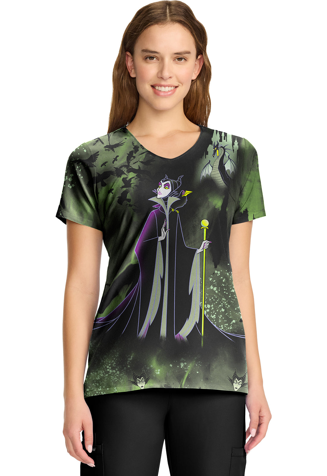 Tooniforms Women Print 2 Pocket V-Neck Scrub Top