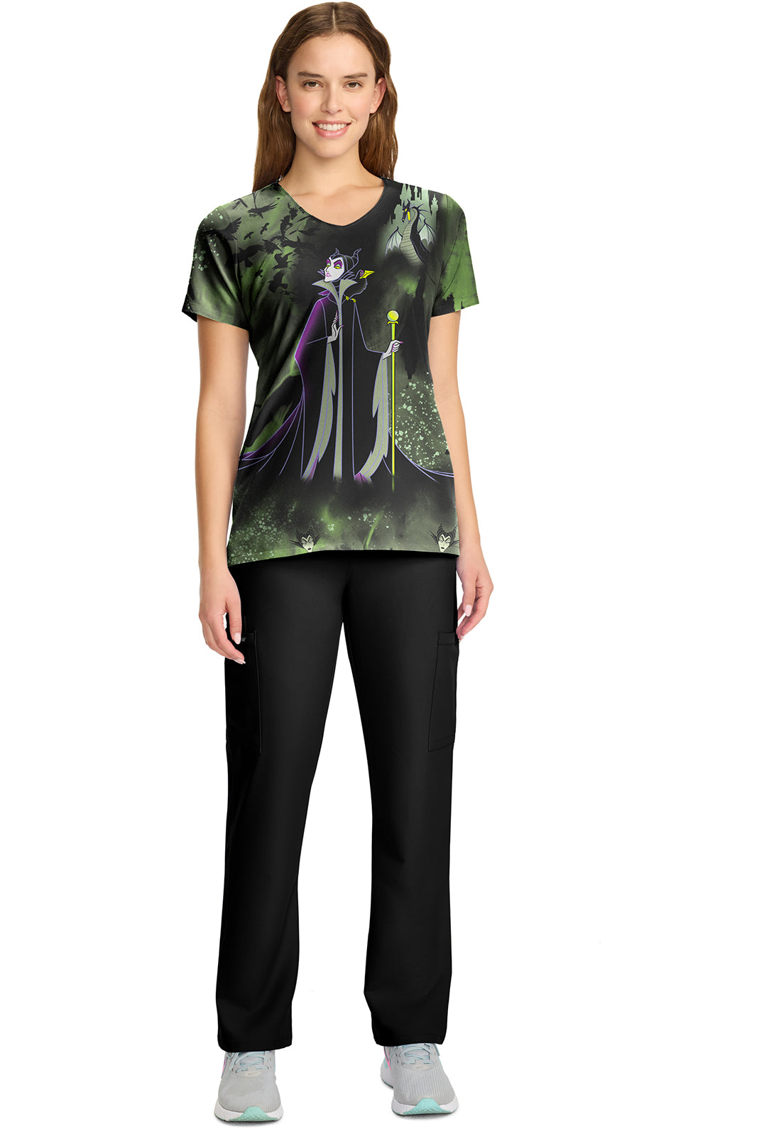 Tooniforms Women Print 2 Pocket V-Neck Scrub Top