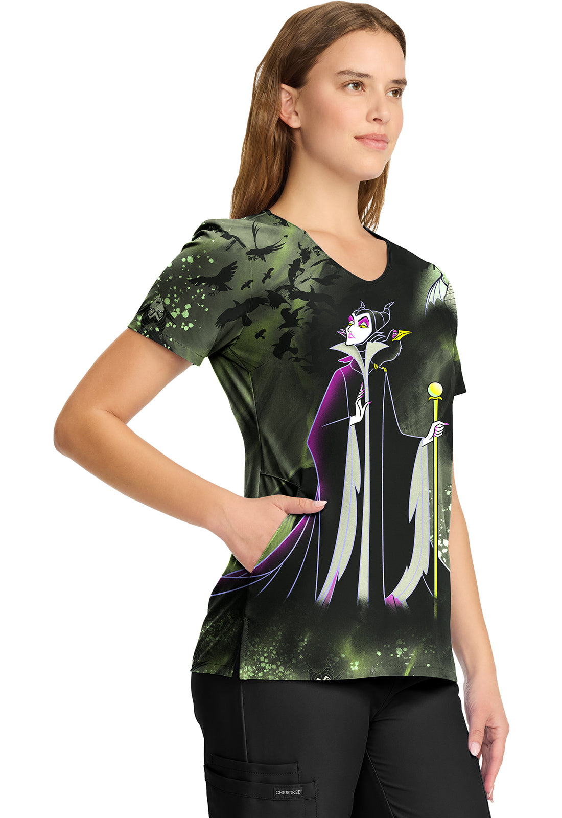 Tooniforms Women Print 2 Pocket V-Neck Scrub Top