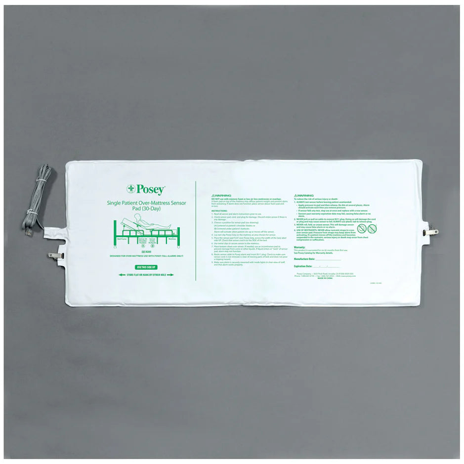 Posey/TIDI Products-8283 Bed Sensor Pad, Single Patient Use, 12in.W x 120in.L, 30-Days, 96" Cord Length, Each