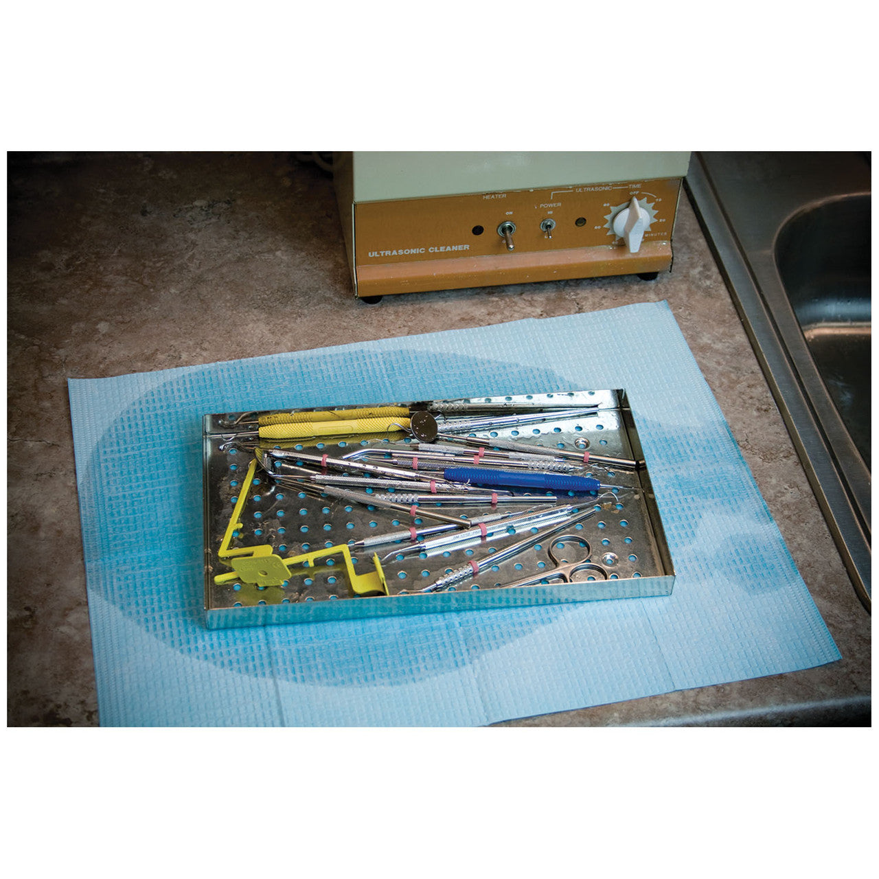TIDI Products-983914 DURAWICK™ Wicking Towel For Ultrasonic Tool Cleaning, 13in. x 18in., Blue, 100/cs , case