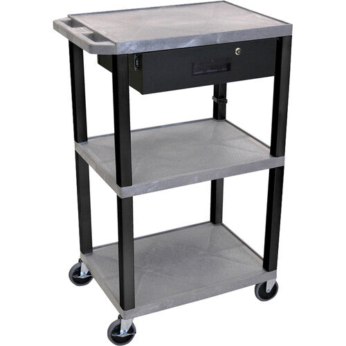 Luxor 42" 3-Tier Plastic Utility Cart