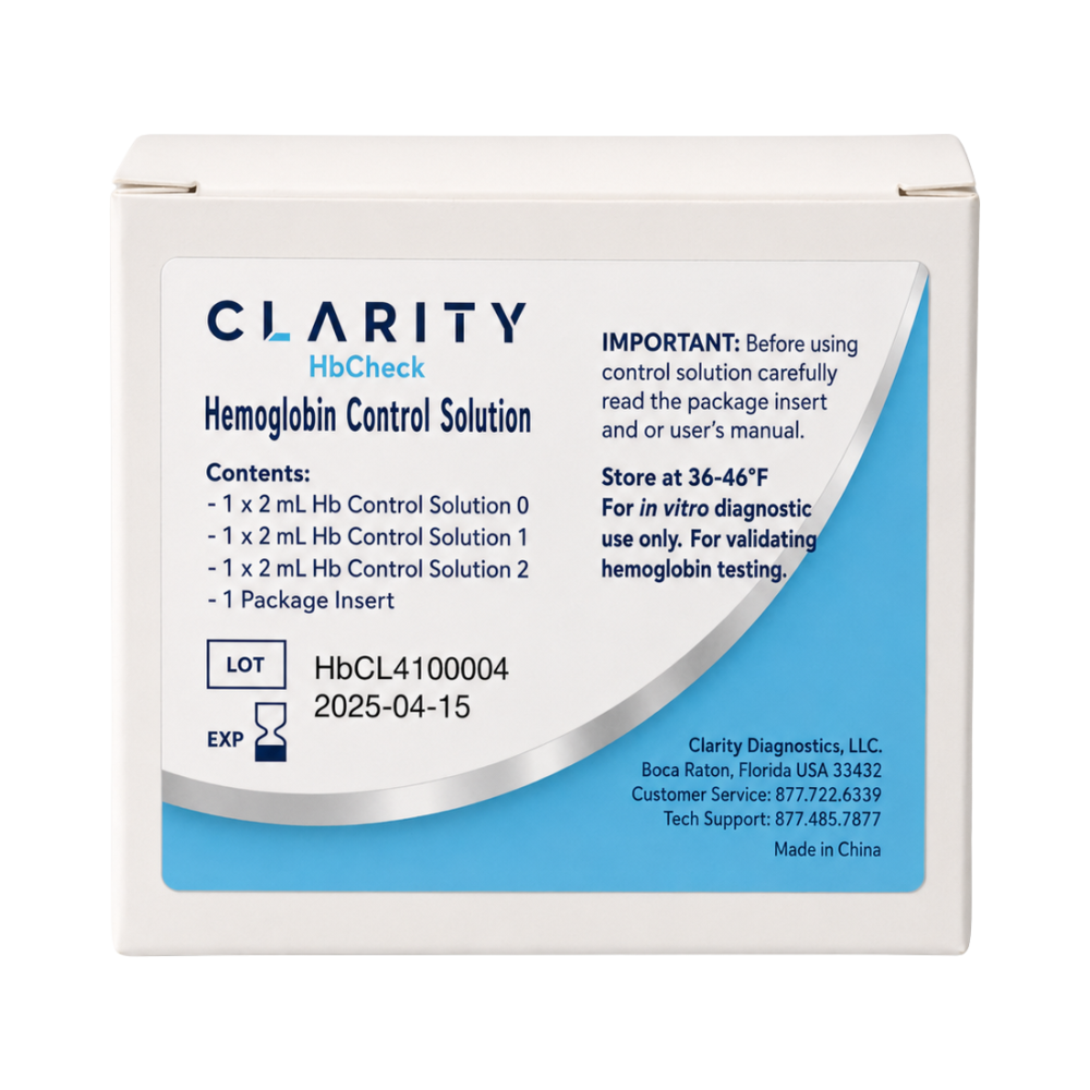 Clarity-CLA-HB4 HbCheck Hemoglobin Controls, 3 Levels, 2mL Each (1/pk)