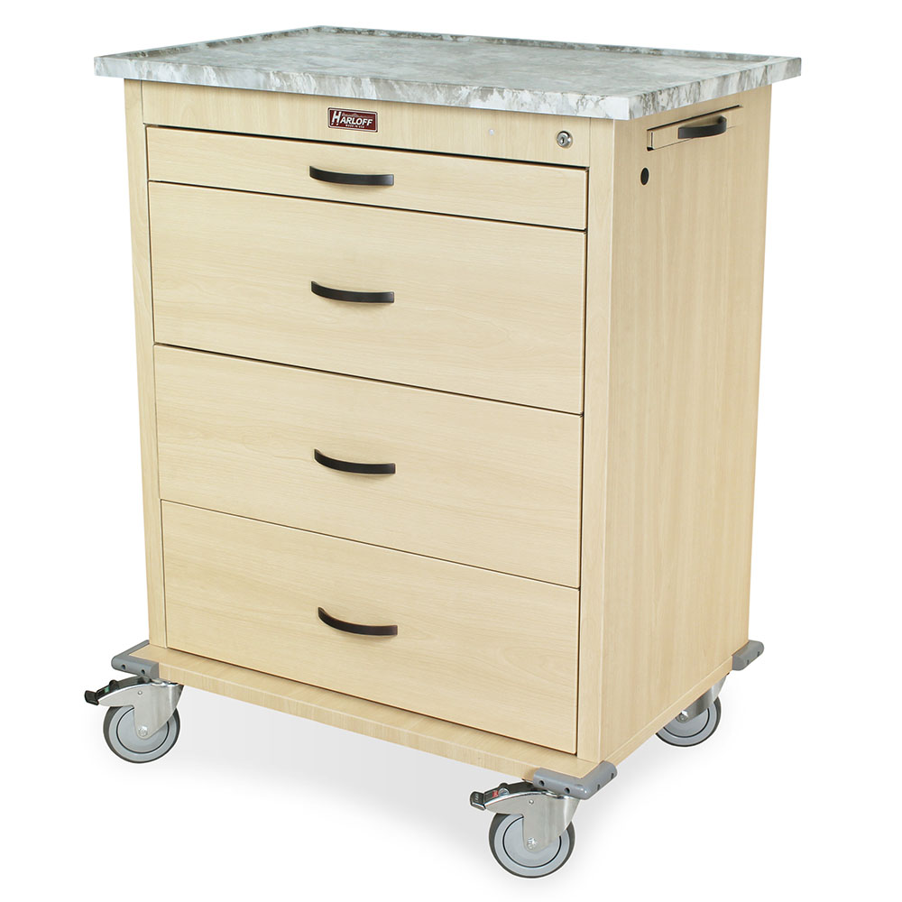 Harloff-WV540PC-AN Wood Vinyl 540 Punch Card Medication Cart with Key Lock, Locking Narcotics Box - American Natural