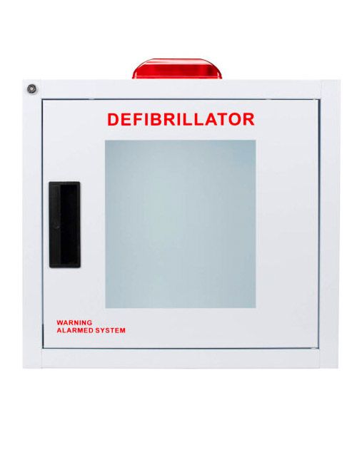 Armario de pared para DEA ZOLL-CB2-SS con alarma y luz estroboscópica, tamaño pequeño (cuadrado)
