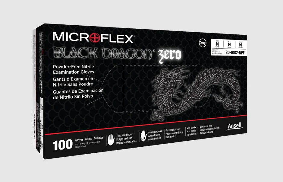 Ansell Microflex Black Dragon® Zero Powder-Free Nitrile Exam Gloves