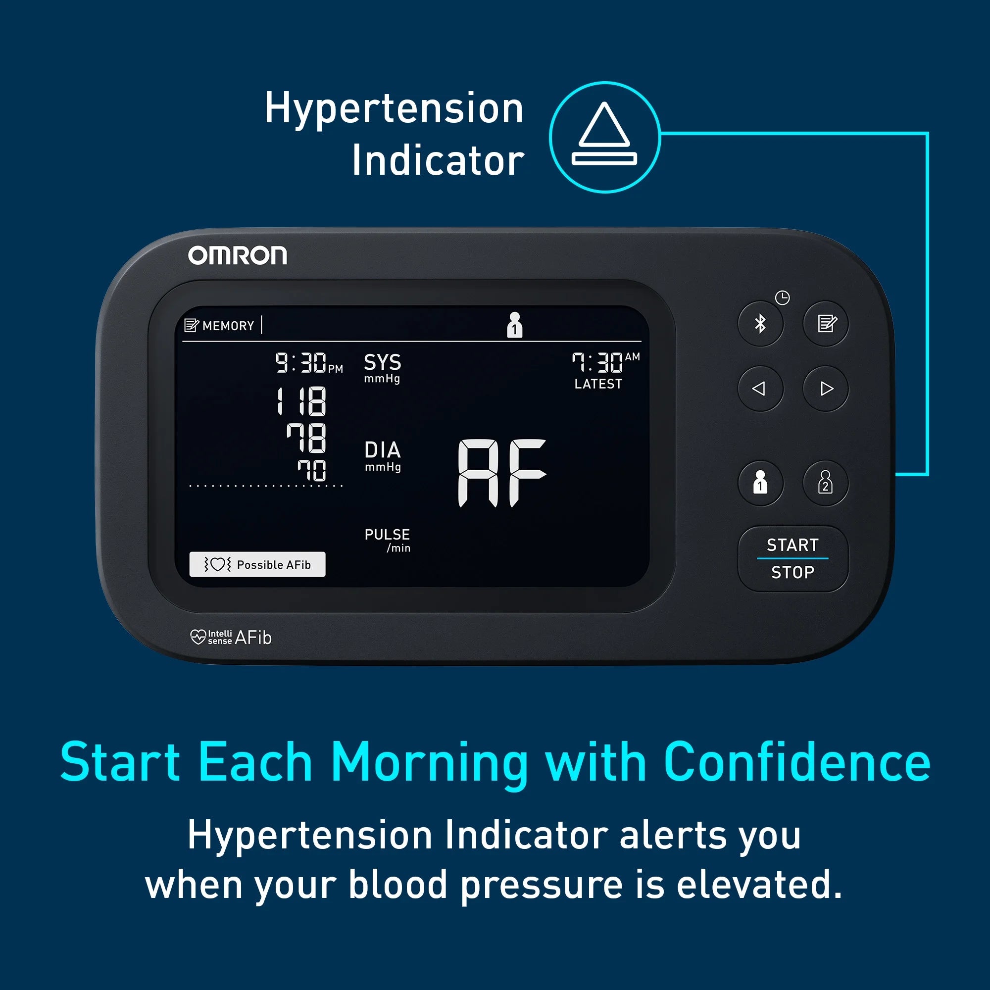 Omron Healthcare-BP7465 10 Series Upper Arm Blood Pressure Monitor and Arm Cuff with AFib Detection for Home Use, 10/Cs