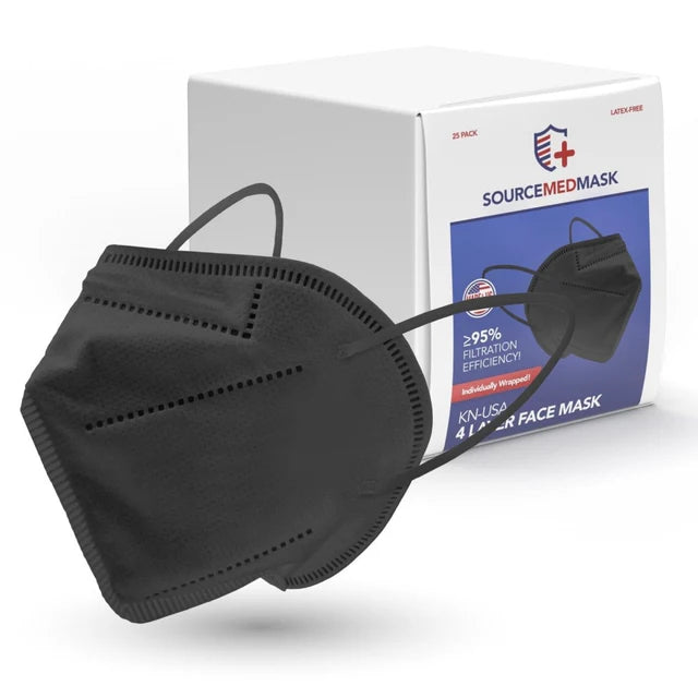 IFM-KN-USA Black Face Masks - Individually Wrapped Box of 20 (Case of 10 Boxes)