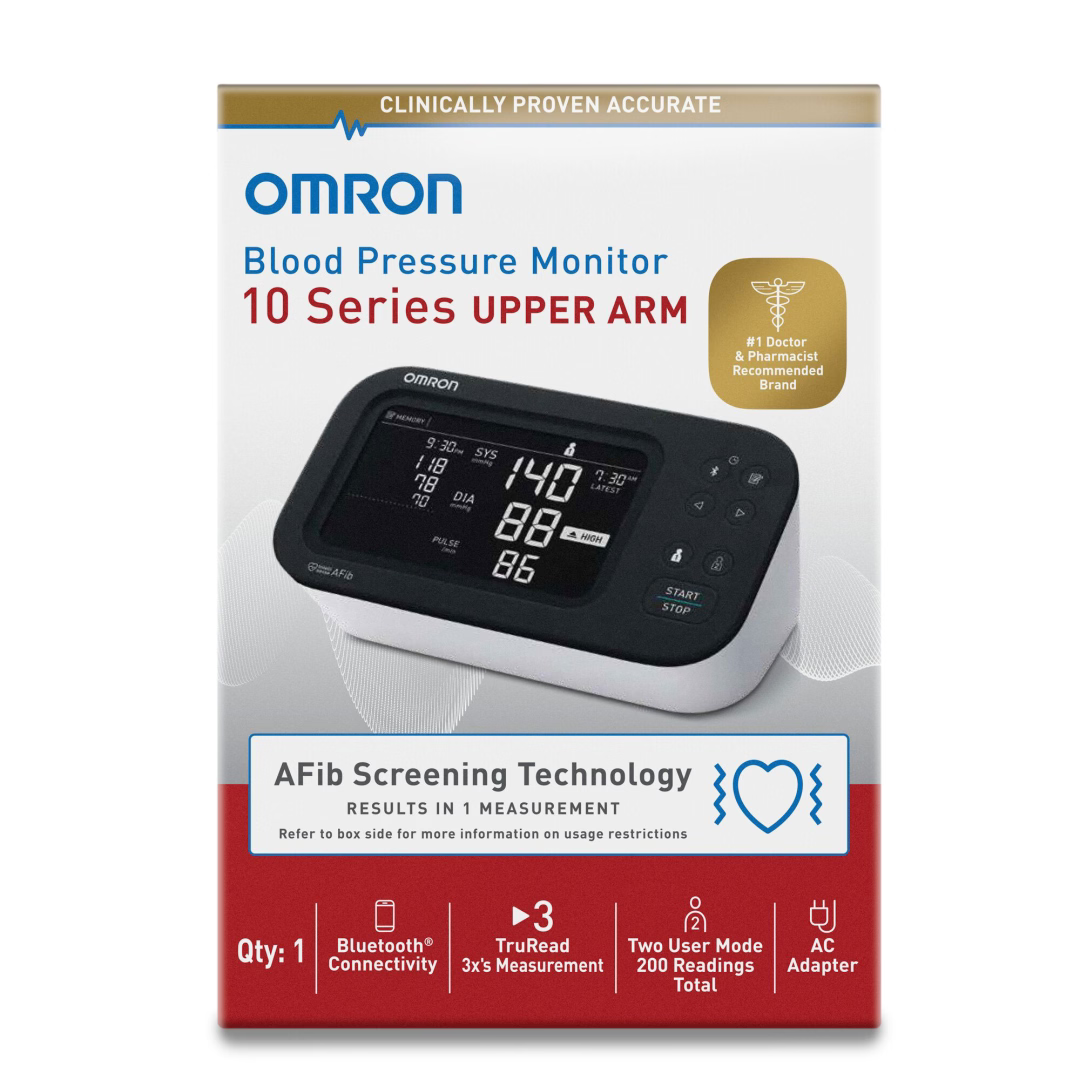 Omron Healthcare-BP7465 10 Series Upper Arm Blood Pressure Monitor and Arm Cuff with AFib Detection for Home Use, 10/Cs