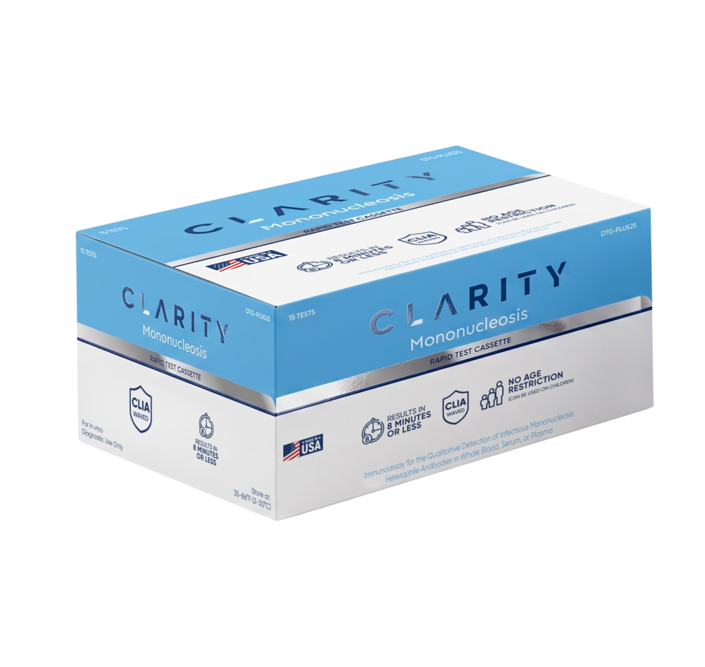 Clarity-DTG-MONO Mononucleosis Test Cassettes, CLIA Waived, Whole Blood (15/bx)