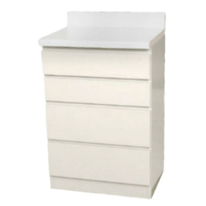 UMF MEDICAL-6004QW All-Steel 24" Base Cabinet. 4 Drawers, Seamless Countertop -QUIET WHITE