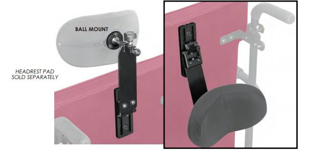 Therafin 50229 Headrest Hardware, Flip-Down w/ Flat Mount