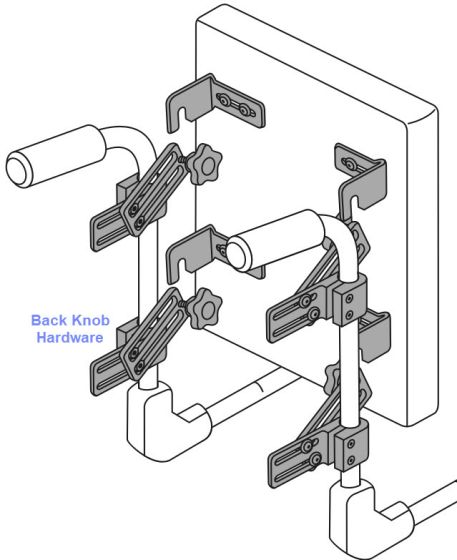 Therafin-50473 Back Hardware, 4 Knob Wrap Around Knob Hardware, 2 Pairs
