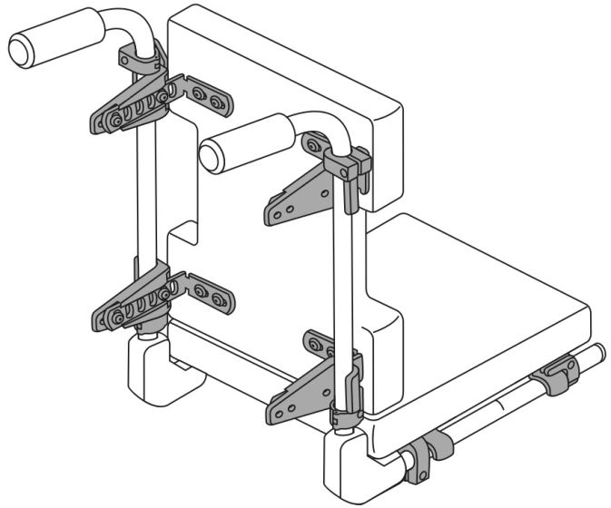 Therafin-50475 Back Hardware, Molded Js & Slotted Ls w/ Swingtabs, 1" Tube, 2 Pairs