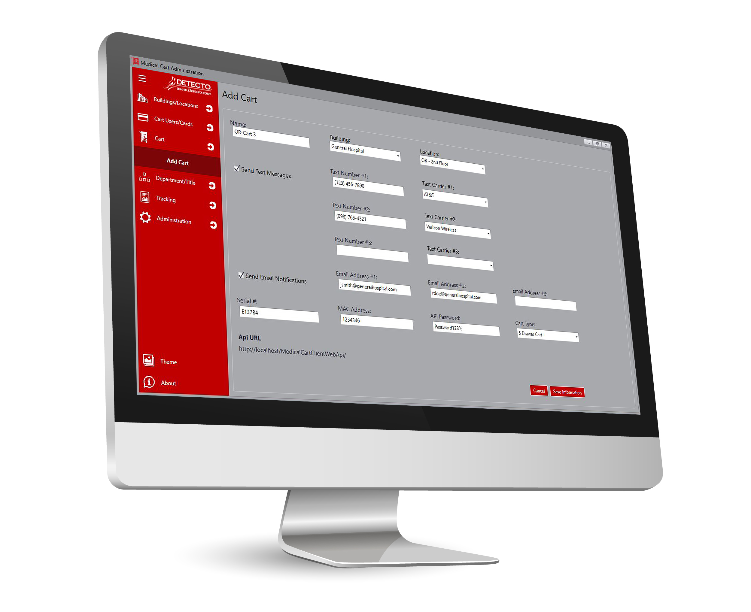 Detecto MobileCare Series Medical Cart, Blue, 16.5 in. Electronic