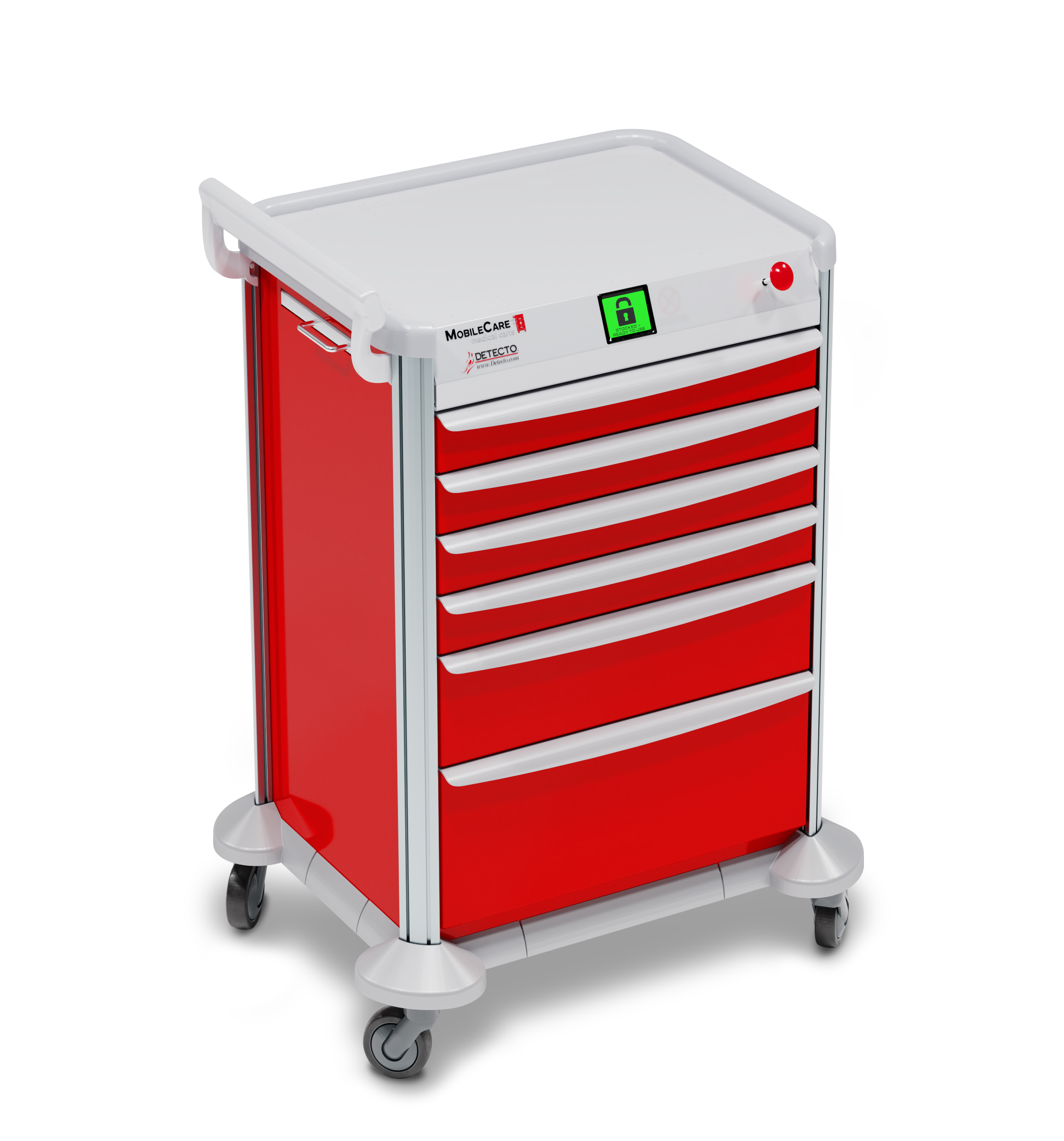 Detecto MobileCare Series Medical Cart, Red, 16.5 in. Electronic