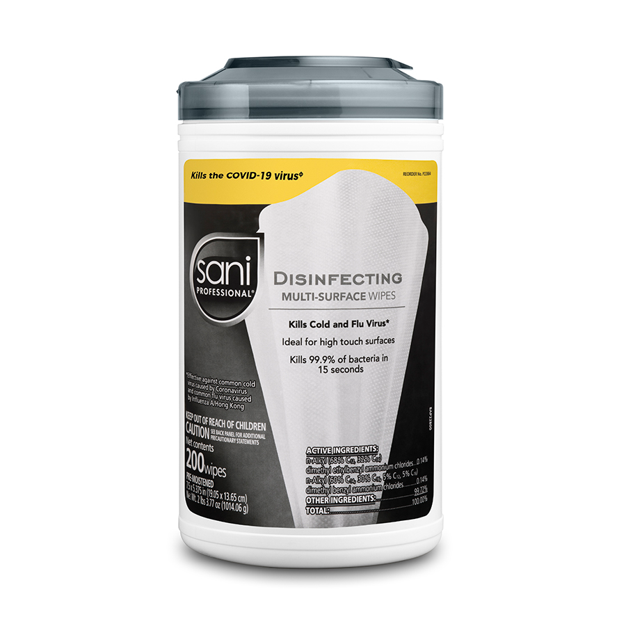 PDI-P22884 Disinfecting Multi-Surface Wipe, 7½" x 5⅜", White (200/Canister, 6 Canister/Case)