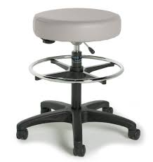 Graham Field Physician Stool, Single Lever Release, Black Composite Base w/Backrest and Foot Ring