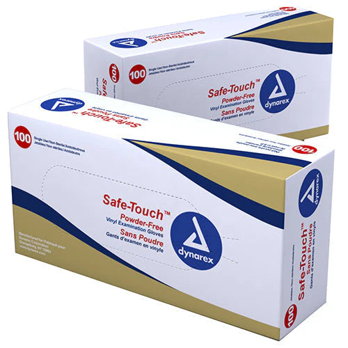 Dynarex Safe-Touch Vinyl Exam Gloves - Powder-Free (Case Of 10 Boxes)