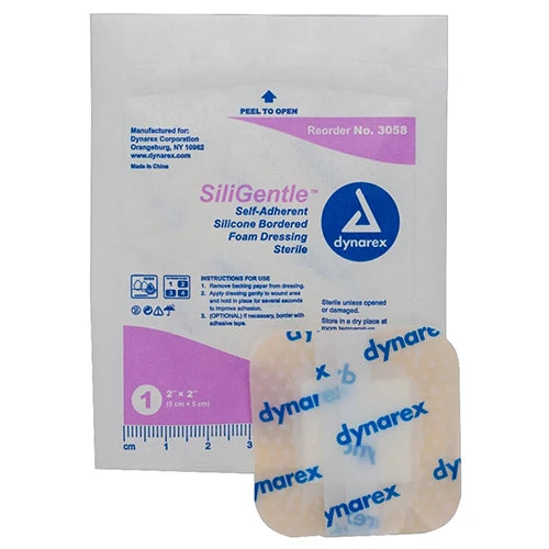 Dynarex SiliGentle - Non-Adhesive and Silicon Bordered Foam Dressing