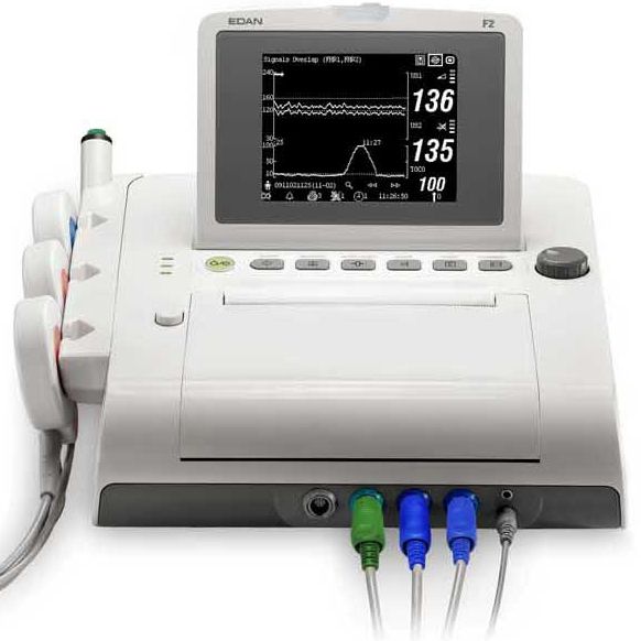 Edan dual twins fetal monitor. 5.6" LCD black and white screen with thermal printer.