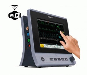 EDAN X10 Patient monitor with 10'' touch screen and Wi-Fi. Standard parameters 3/5-lead ECG, RESP, NIBP, Edan SpO2, 2-TEMP, PR, HR and internal OEM Edan Sidestream G2 CO2 module