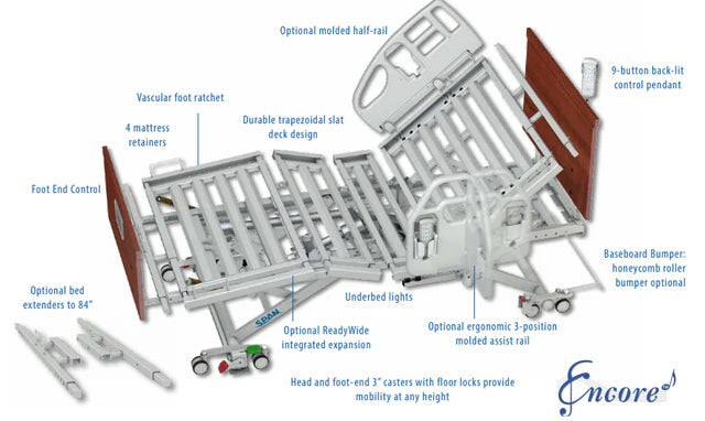 Cama de hospital baja para trabajo pesado Encore de Span America