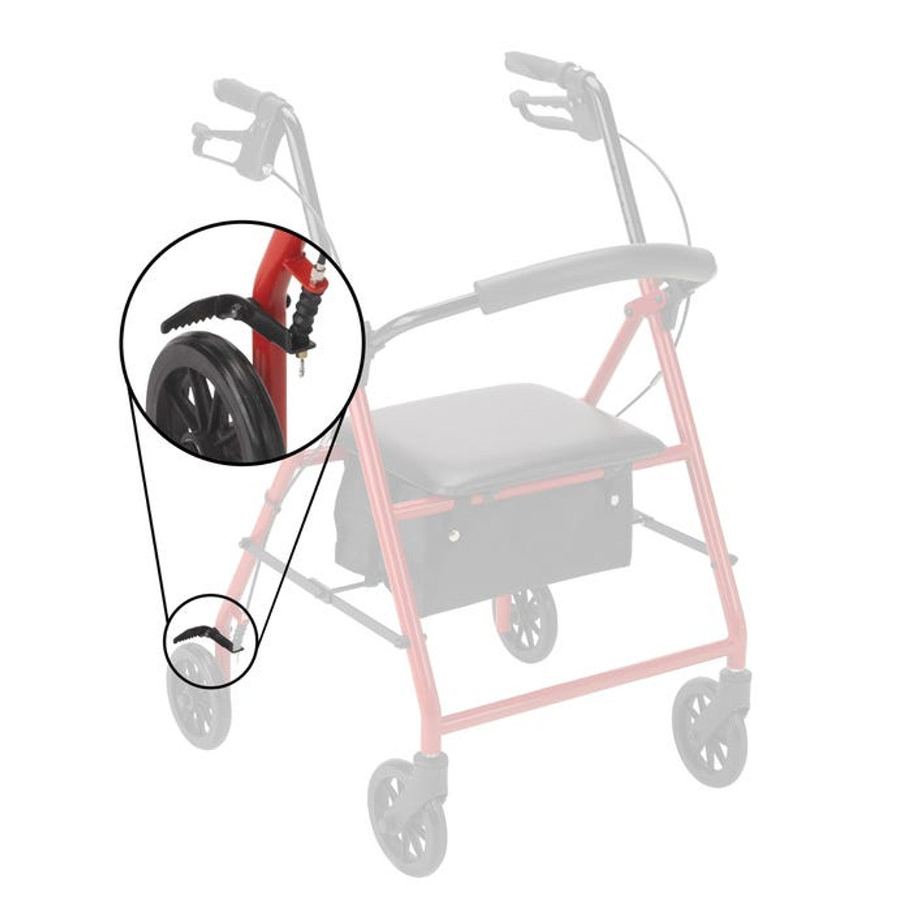 Dynarex-RPRL-02BP-Q Rollator Brake Pad System HD Black, 1