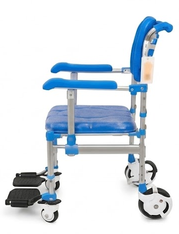 A2Z Mobility-A2Z-SC802BLU Rolling Shower Commode Chair with Footrests - Blue (1 EA)