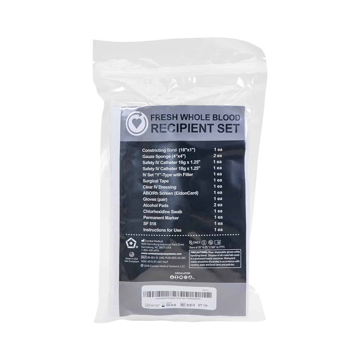 Safeguard Medical-80-801-R Fresh Whole Blood Recipient Set