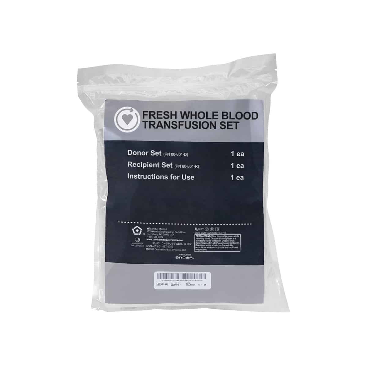 Safeguard Medical-80-801 Fresh Whole Blood Transfusion Set
