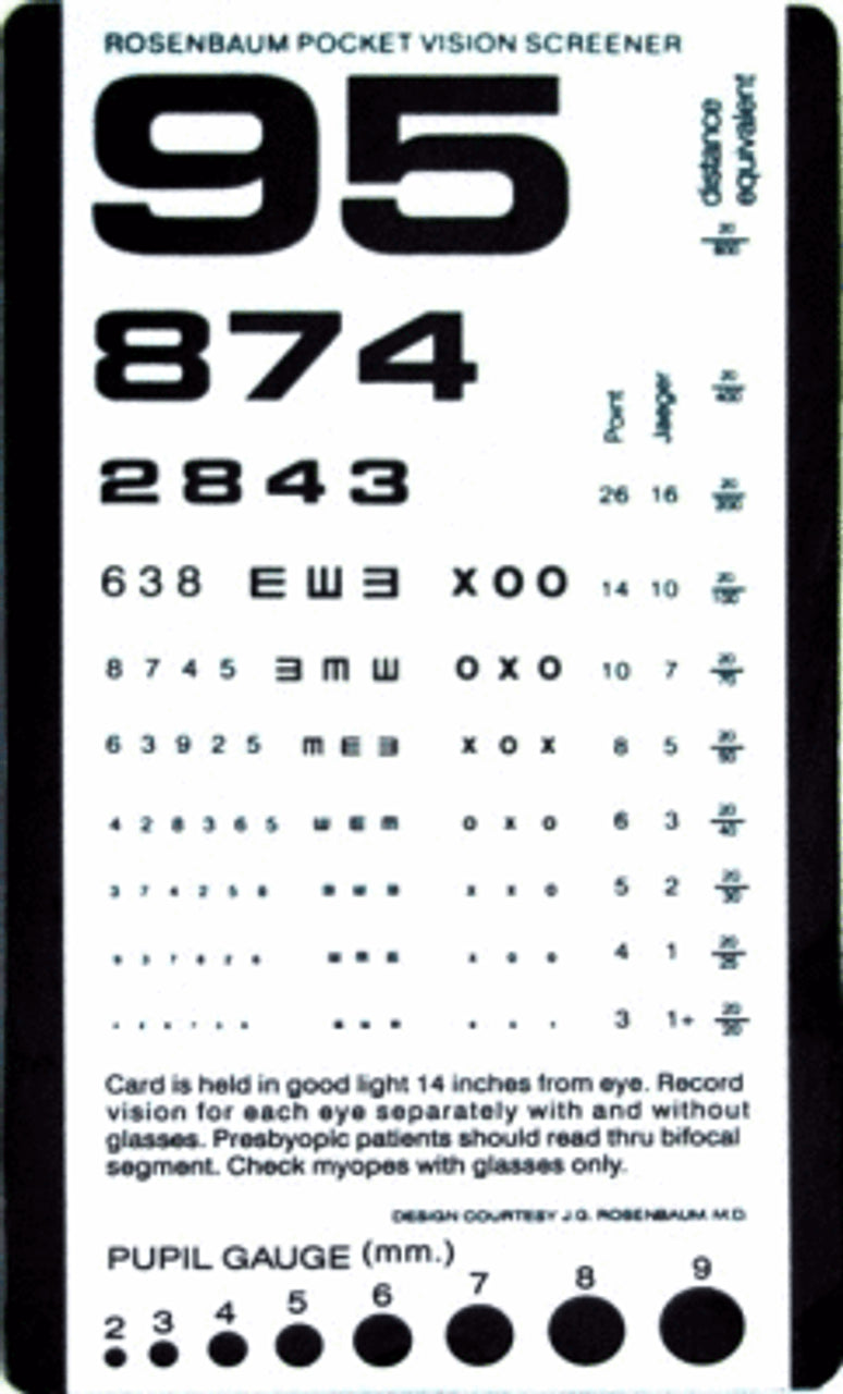 Graham Field-1243-1 - Tabla optométrica de bolsillo de plástico de Graham Field