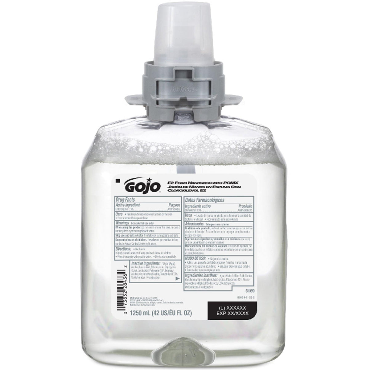 Gojo-5169-04 E2 Foam Handwash, with PCMX, Dye-Free, Fragrance-Free, FMX-12™, 1250mL (4/cs)