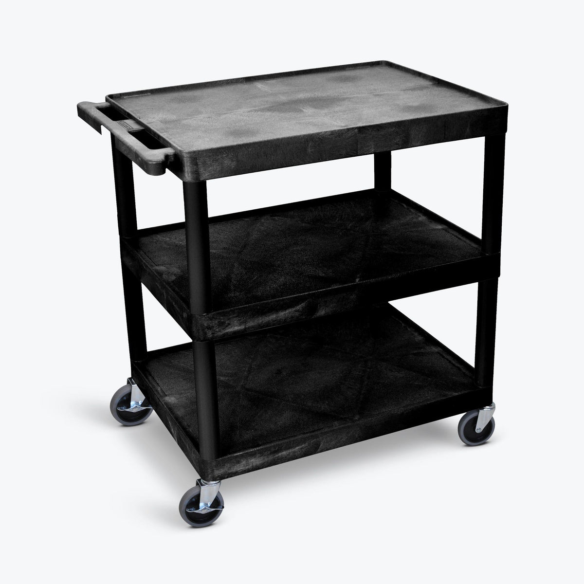 Luxor-HE40-B ENDURA® XL 40" Three-Shelf Utility Cart Black - 32" W x 24" D x 41" H