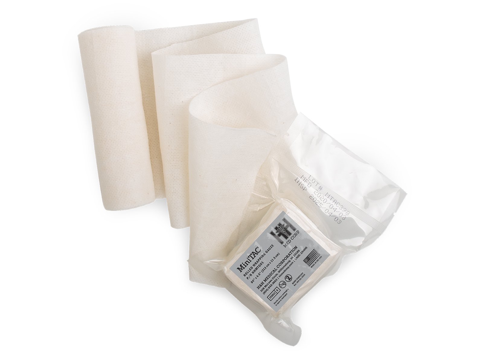 Safeguard Medical-HHMTG01 MiniTAC Wrapping Gauze, Rolled - 84" x 4.5"