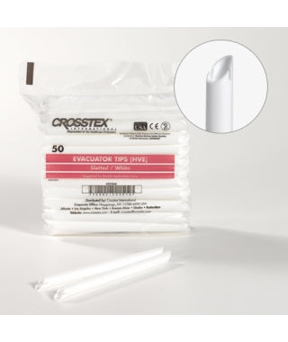 Crosstex-ZES50-HVE (High Volume Evacuator) Tips - Slotted, White (20/Carton / 4 Cartons/Case)